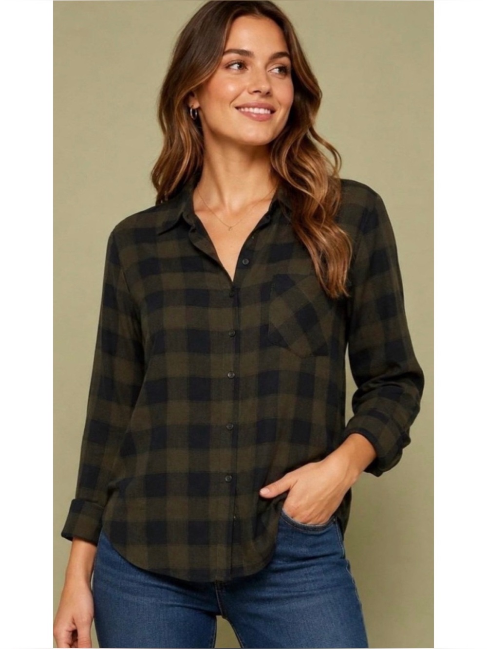 Lucky Brand Buffalo Check Plaid Long Sleeve Button Down Shirt